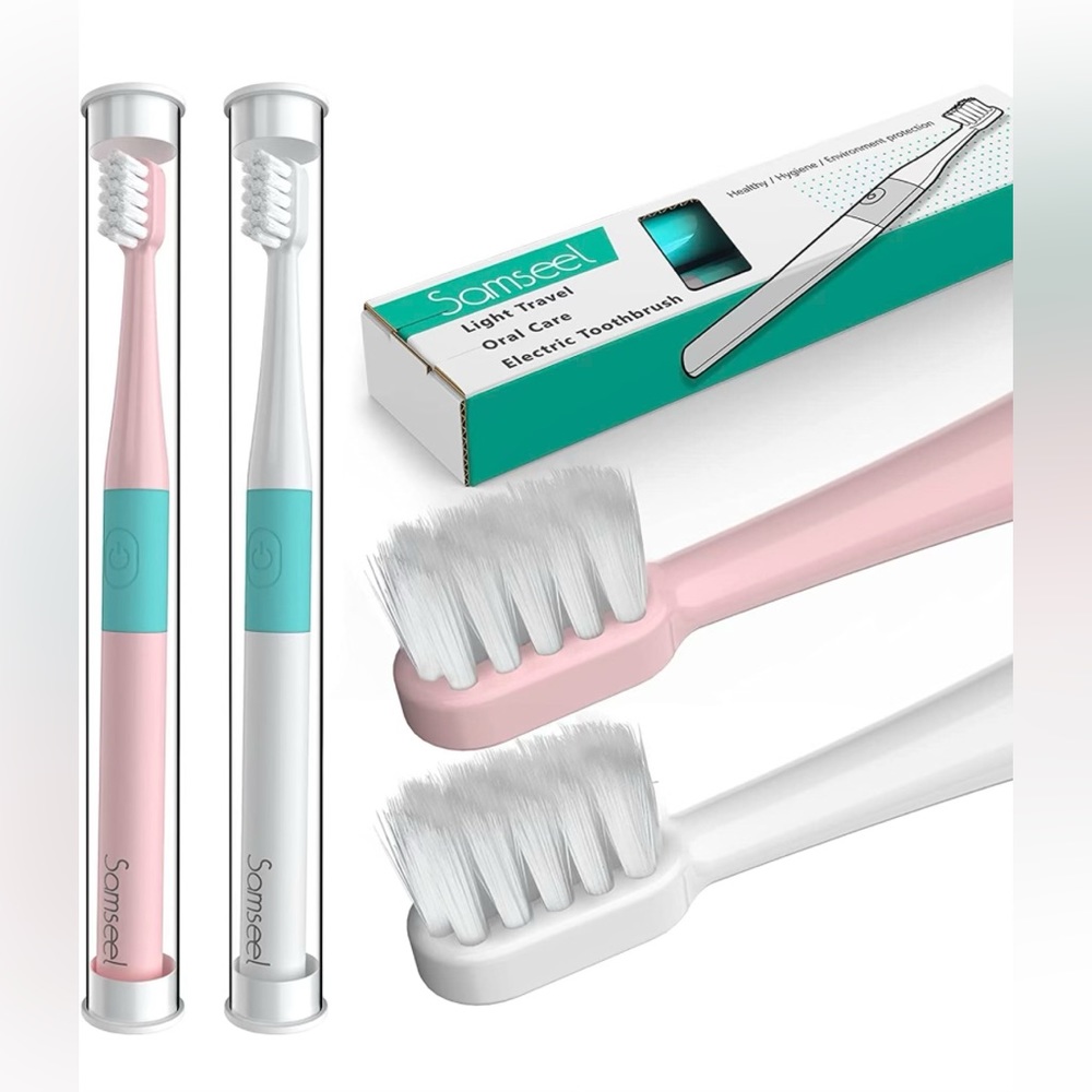 Sonic Electric Toothbrush by Samseel (2-Pack, White and Pink)